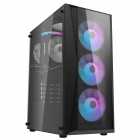 Gabinete Gamer Aigo Darkflash DK352 Plus, MID Tower, ARGB, E-ATX, Frontal e Lateral Vidro temperado, 4x Fans 120mm ARGB, Preto