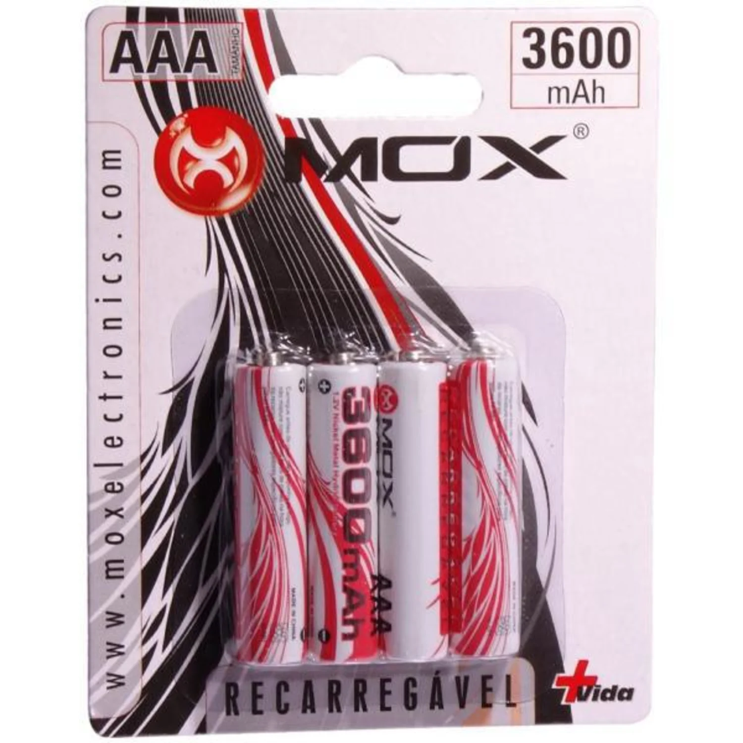 PILHA AA RECARREGAVEL MOX AA X4 3600MAH