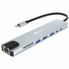 HUB USB-C 4LIFE FL8A 8EN1 USB3.0/RJ45/SD/MICRO/TF SLOT/GRAY