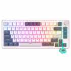 Teclado Mecnico Royal Kludge RKH81, 75%, RGB, Click Wireless, s/Fio, Switch Sky Cyan, RKH81-WHIT-QC, Branco Noite