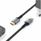 Cabo DisplayPort Macho para DisplayPort Macho 1.4, 2M, FTX CT-DP8K-AG2, 4K/8K, 60Hz/120Hz, 32.4Gbps, Preto, Carcaa de alumnio, Nylon tranado