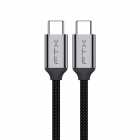 Cabo USB-C Macho para USB-C Macho 3.2, 2M FTX CT-C160-PU31-CMCM2-AG2, 20Gbps, 100W, 20V, 5A, 4K, 60Hz/120Hz, 1080P, Preto, Carcaa de alumnio, Nylon tranado