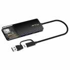 HUB USB-C + UBS-A FTX CT-HUBT3-PB 4EN1 USB 3.0 PRETO