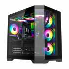 Gabinete Gamer, Aquario, Gamemax Hype-A, Mid Tower, ARGB, ATX, Frontal e Lateral Vidro Temperado, 4x Fans, Preto 120mm ARGB
