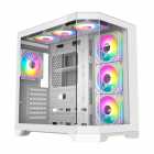 Gabinete Gamer, Aquario, Gamemax Hype-A, Mid Tower, ARGB, ATX, Frontal e Lateral Vidro Temperado, 4x Fans, Branco 120mm ARGB